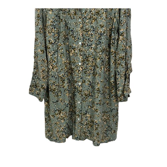 J.Jill Womens Floral-Print Button-Front Tunic Roll Tap Sleeves Relaxed Fit Sz L - Picture 11 of 12